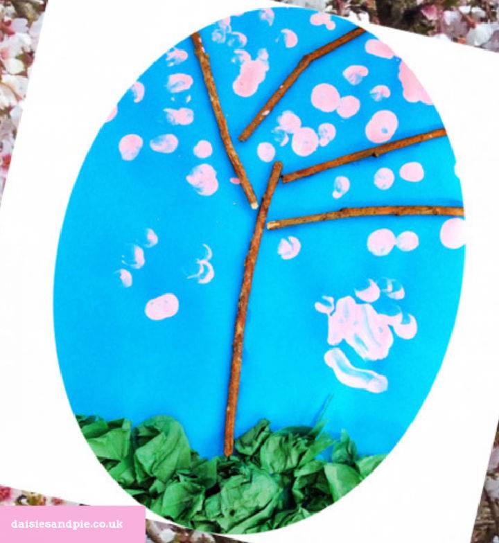 Handmade Finger Painted Blossom Tree