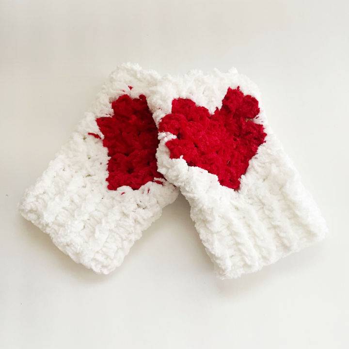 Free Crochet Pattern for Heart Fingerless Gloves