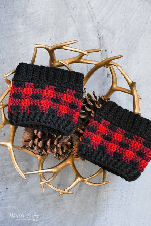 Free Crochet Pattern for Plaid Boot Cuffs