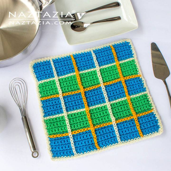 Free Crochet Pattern for Plaid Dishcloth