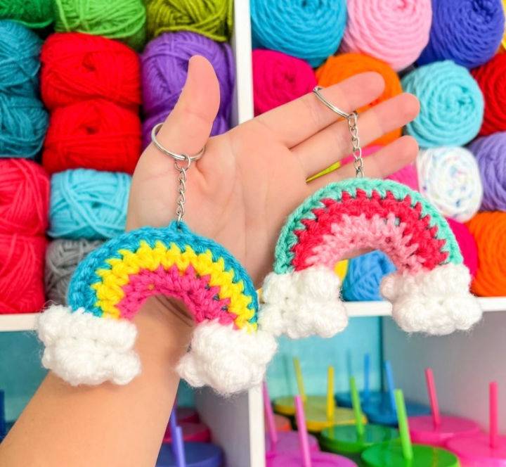 Free Crochet Pattern for Rainbow Keychain
