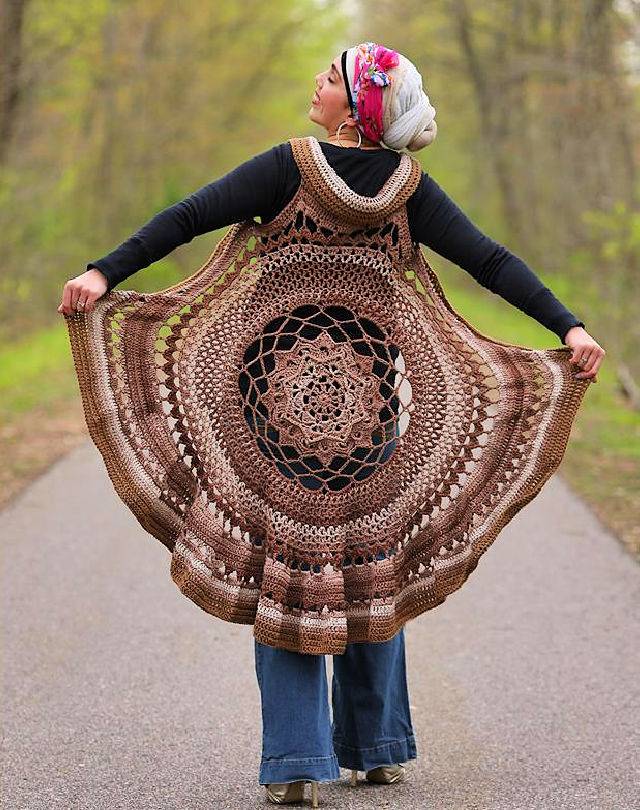 Free Crochet Spring Sun Mandala Vest Pattern
