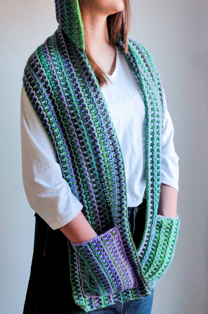 Free Hooded Scarf Crochet Pattern for Beginners