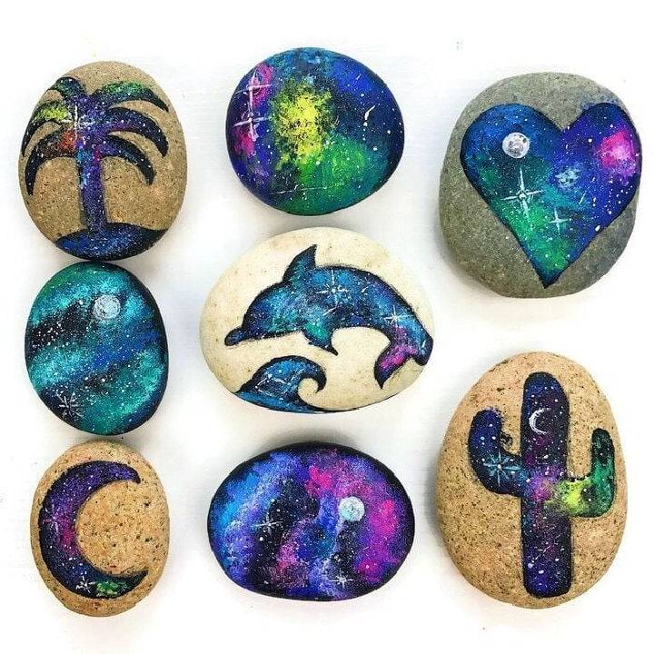 Galaxy Painted Rock With Details Instructions