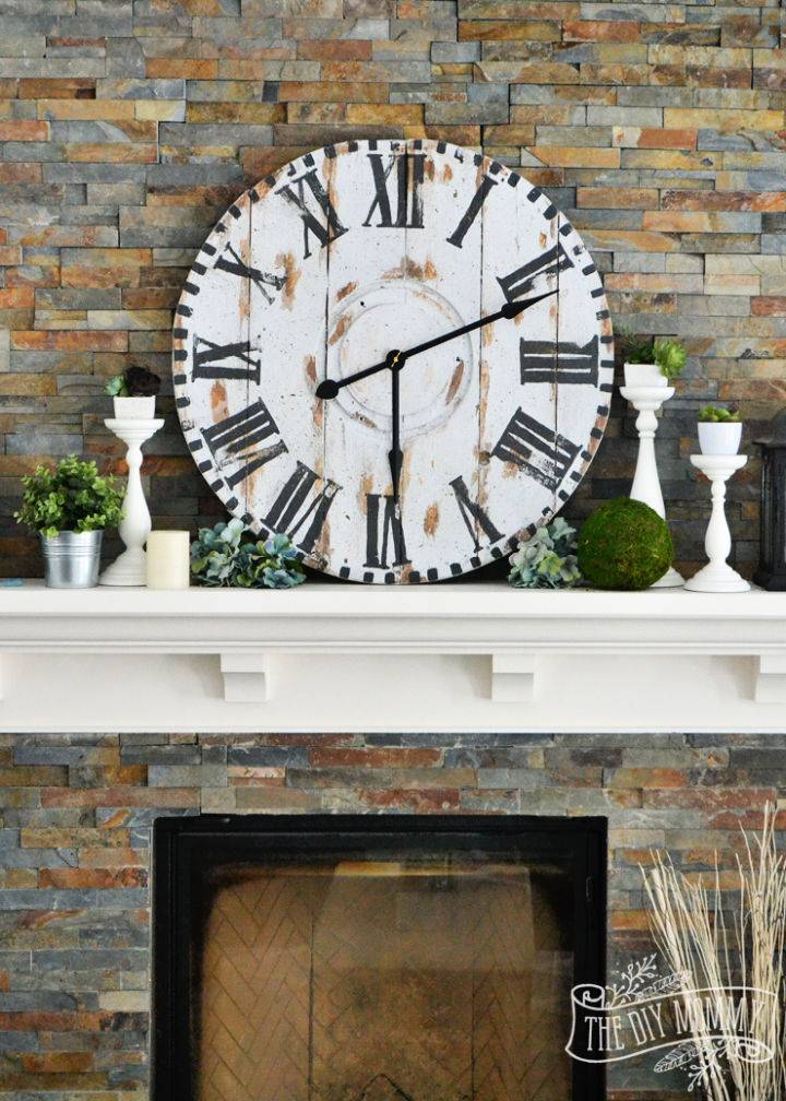 Giant Reclaimed Wood Clock From an Electrical Reel