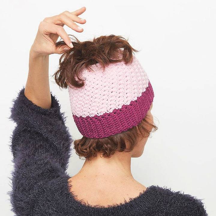 Gorgeous Crochet Messy Bun Hat Pattern
