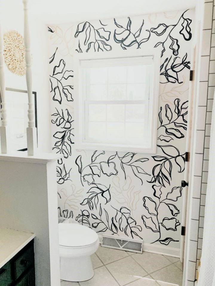 Hand Painted Faux Bathroom Wallpaper