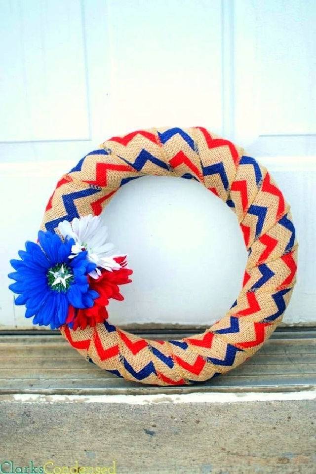 Handmade Fourth of July Burlap Wreath