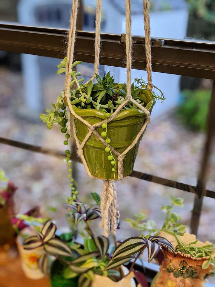 Handmade Macramé Plant Hanger Using Yarn