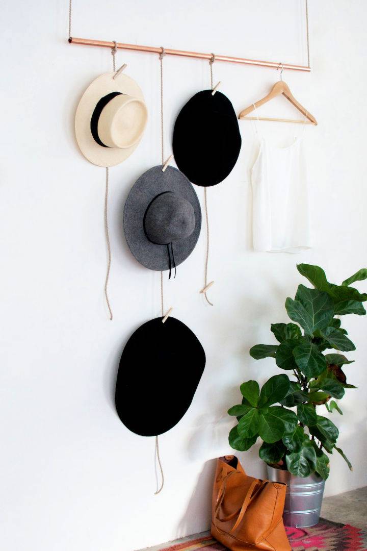 Hanging Copper Hat Rack at Home