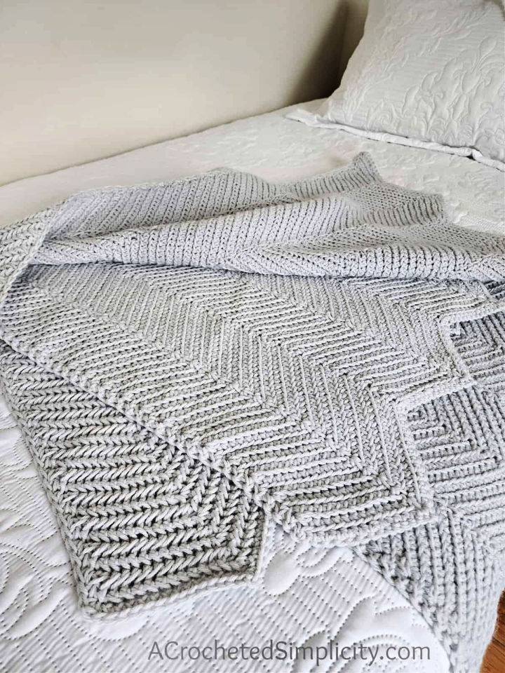 Herringbone Single Crochet Ripple Afghan Pattern