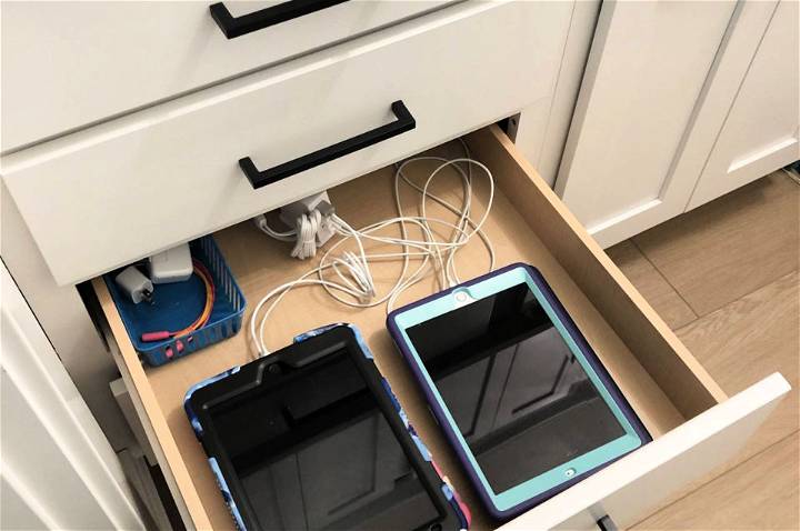 Homemade Electronics Charging Station Drawer