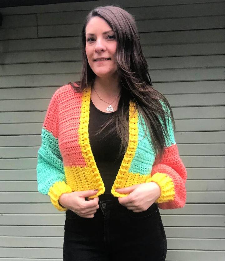 How to Crochet a Colour Block Crop Cardigan