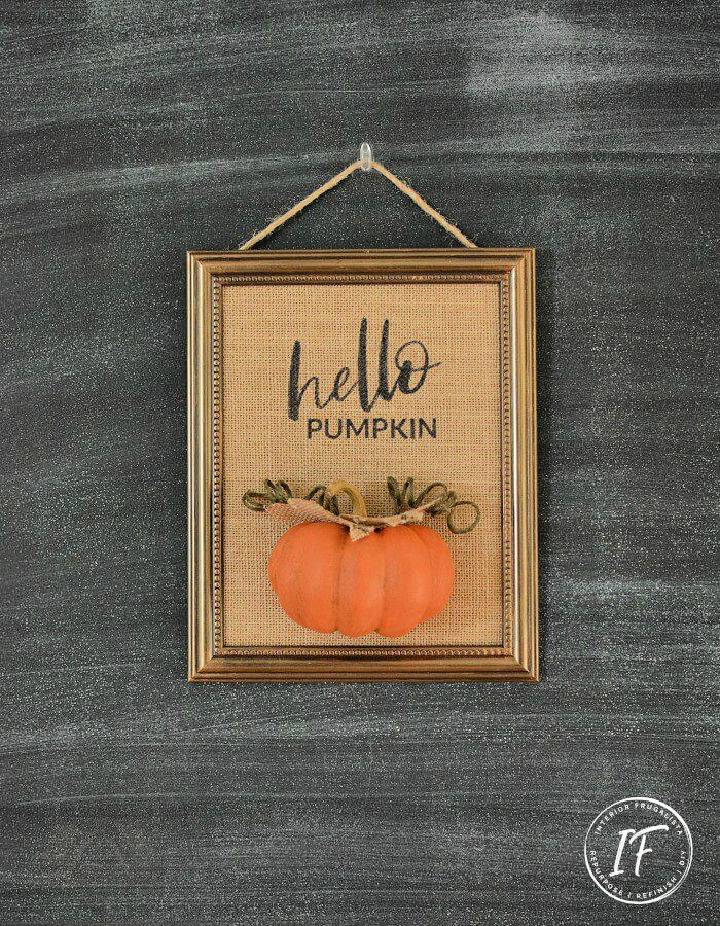Hello Pumpkin Burlap Wall Art for Fall