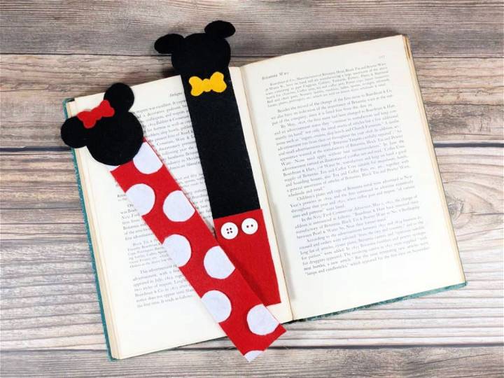 DIY Mickey and Minnie Mouse Bookmarks