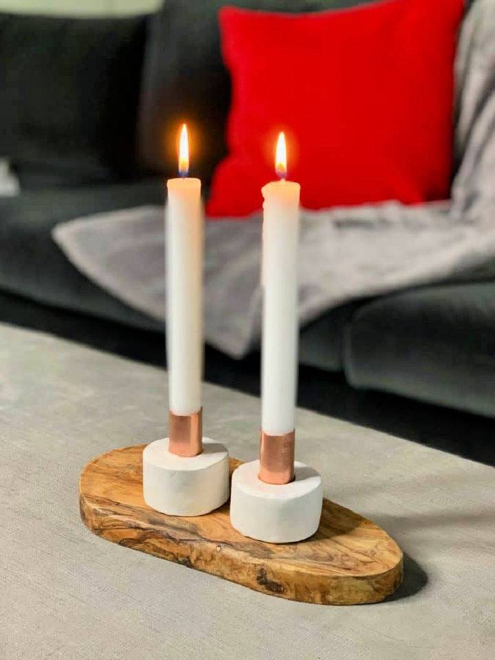 Make Your Own Air Dry Clay Candlestick Holders