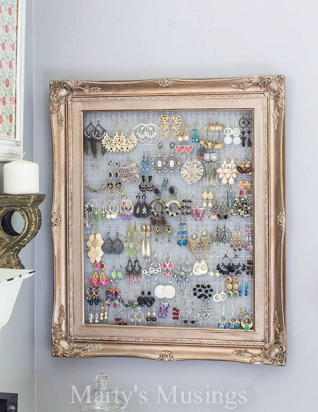Make a Framed Jewelry and Earring Organizer