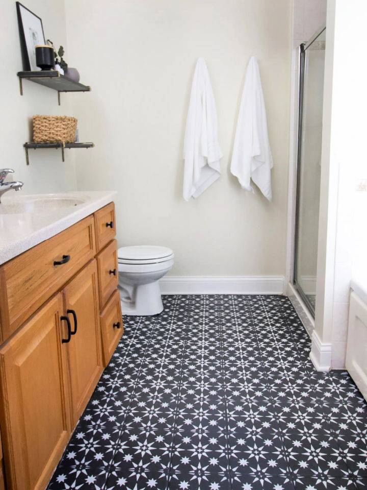 Make a Stenciled Bathroom Floor