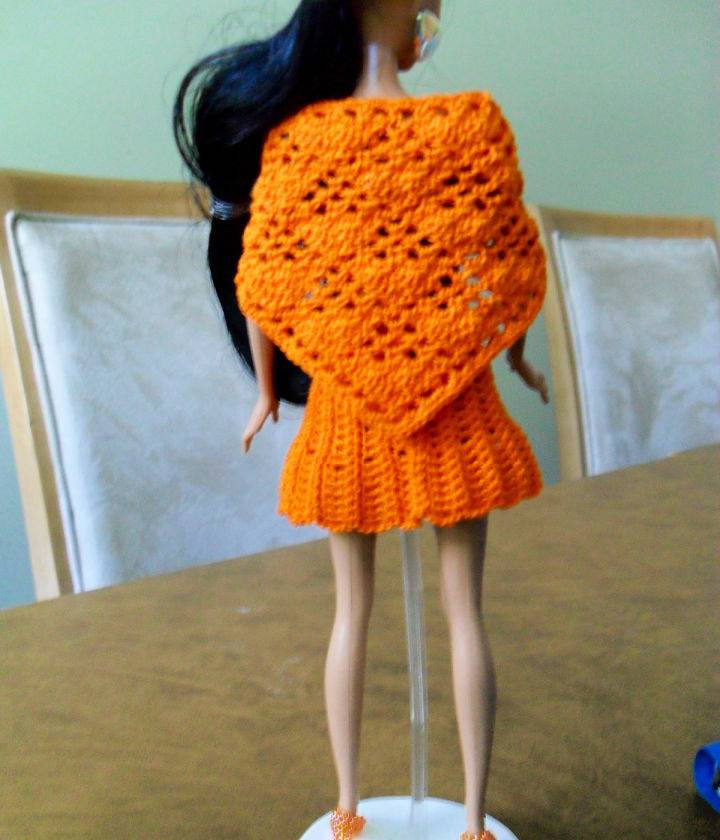 Modern Crochet Fashion Doll Orange Shawl Pattern
