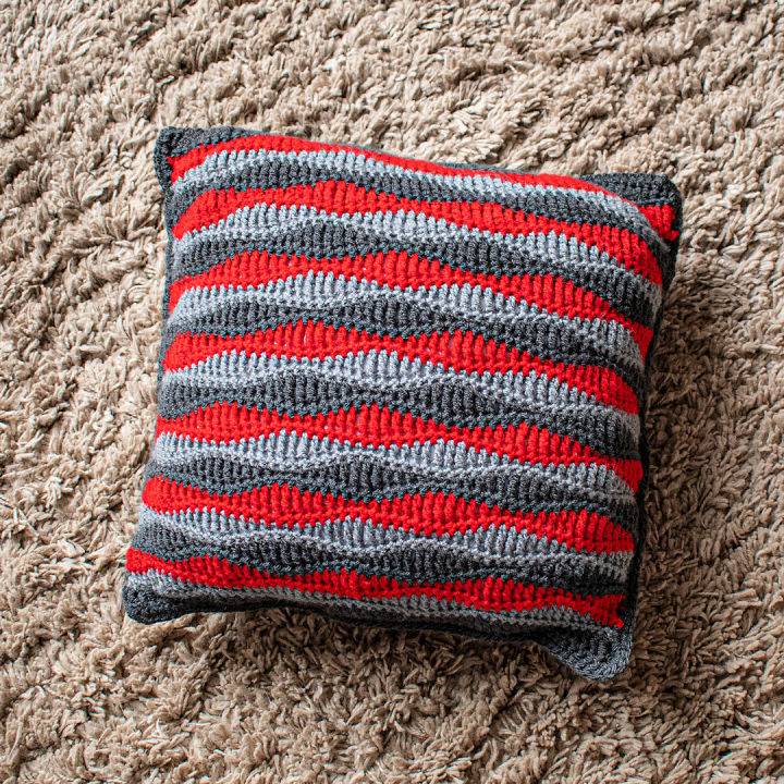 Multicolor Crochet Relaxing Waves Pillow Free Pattern