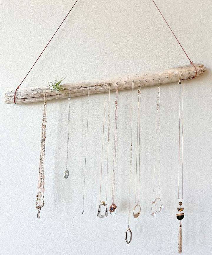 Necklace Organizer From Driftwood