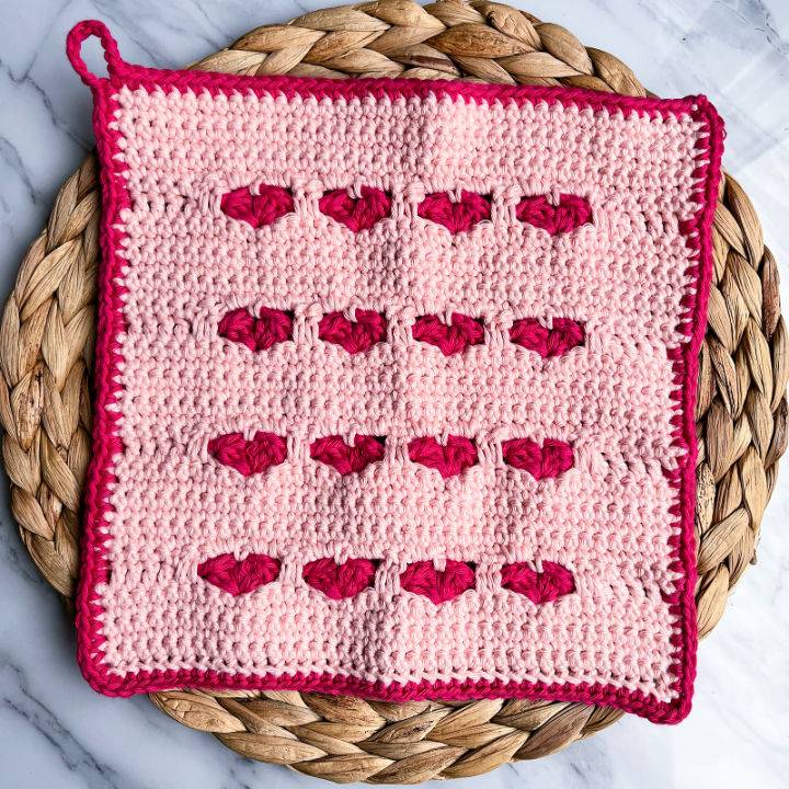 New Crochet I Heart You Dishcloth Pattern