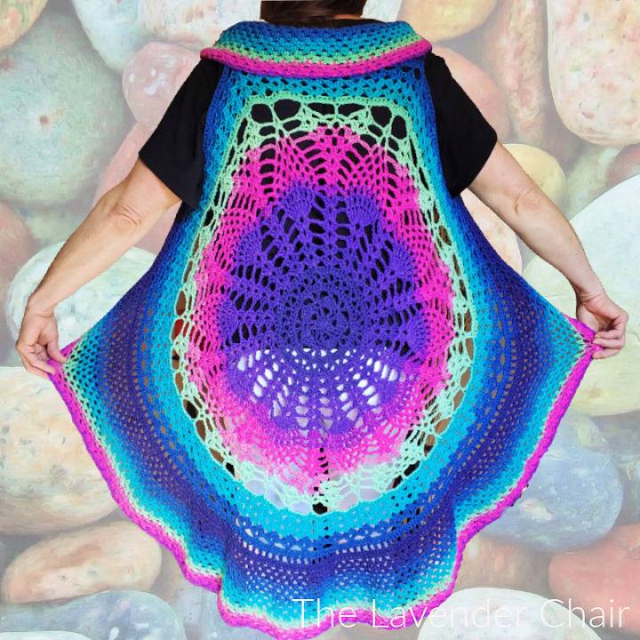 New Crochet Pineapple Lace Circular Vest Pattern