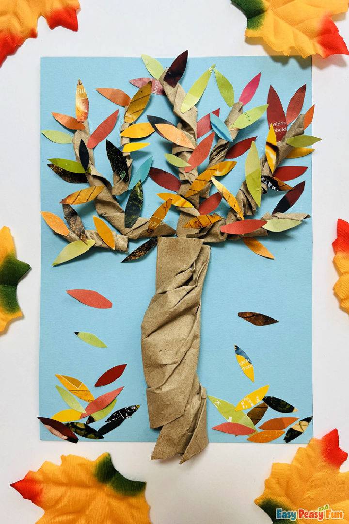 Newspaper Fall Tree Craft for Kids