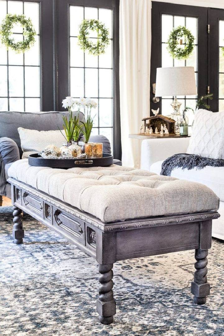 Ottoman Bench From a Repurposed Coffee Table