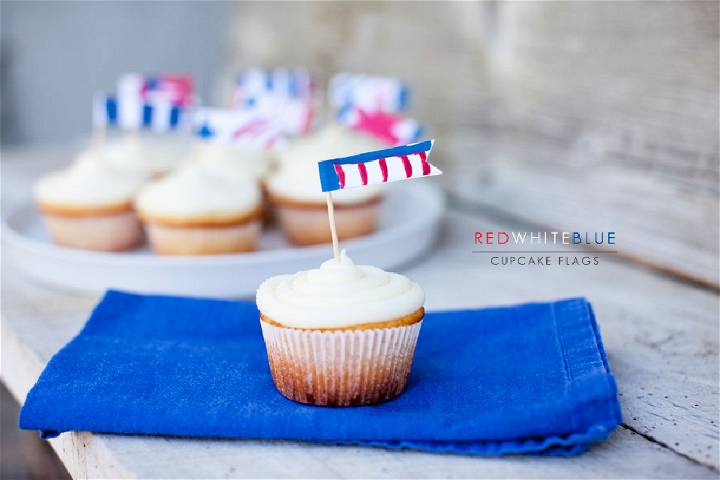 Red White and Blue Painted Cupcake Topper
