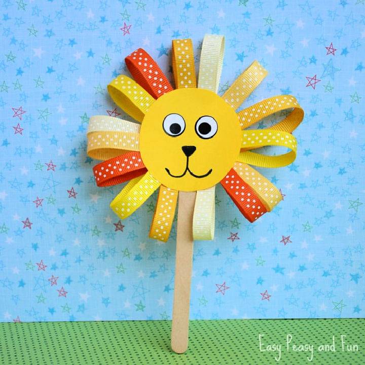Ribbon Lion Puppet Craft for Kids