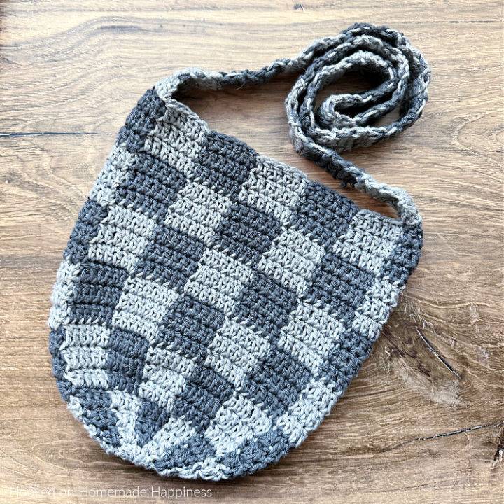 Simple Crochet Checkerboard Bucket Bag Pattern