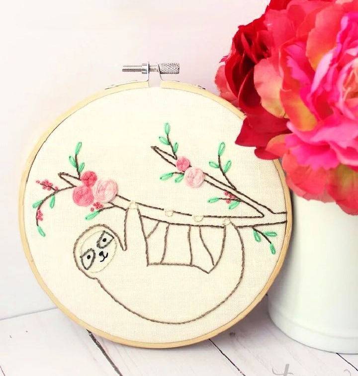 Homemade Sloth Embroidery
