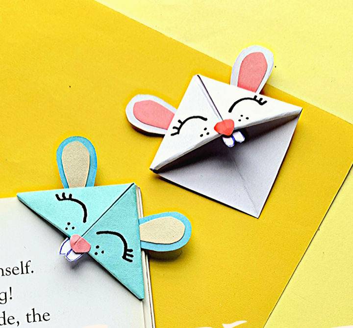Spring Bunny Origami Corner Bookmark
