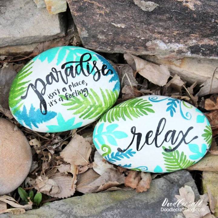 Tropical Ferns Paradise Painted Rock