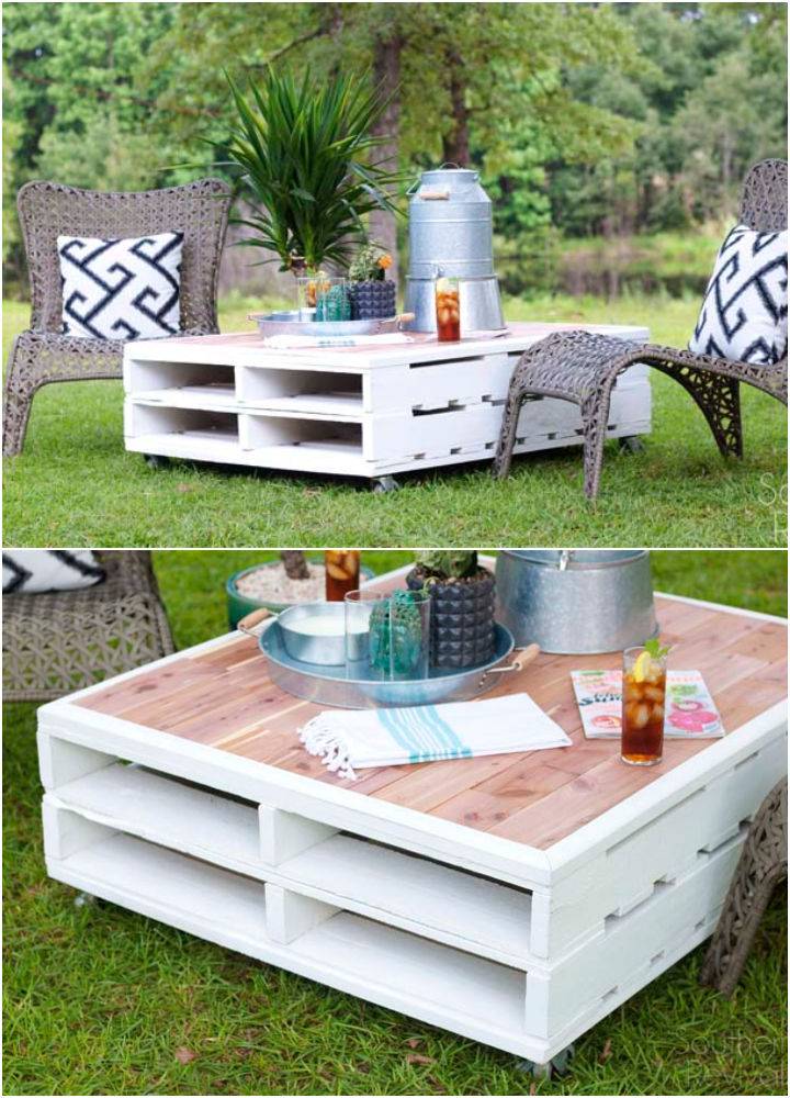 Turn Pallet Into Garden Coffee Table