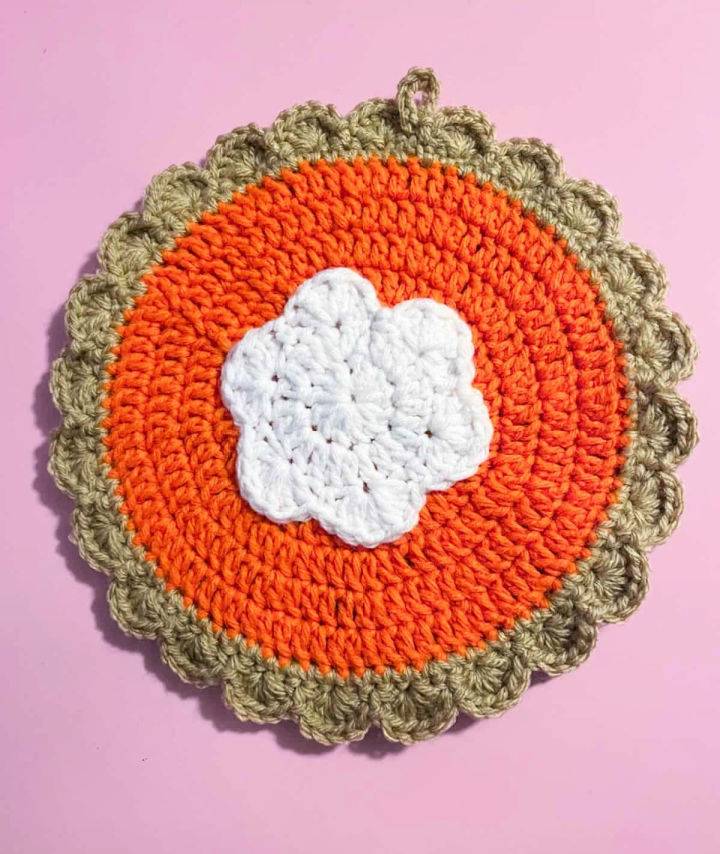 Unique Free Crochet Pumpkin Pie Potholder Pattern