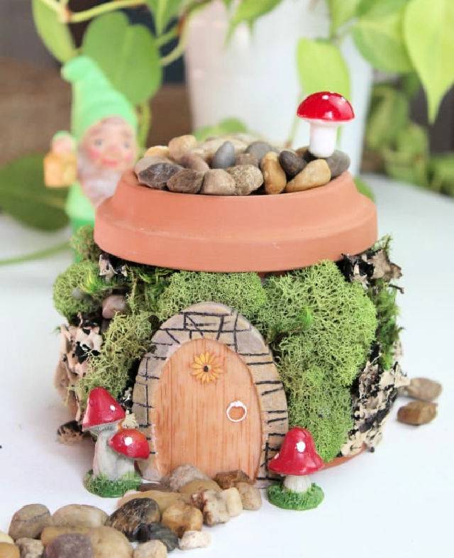 Upcycled Flower Pot Fairy Garden Gnome House