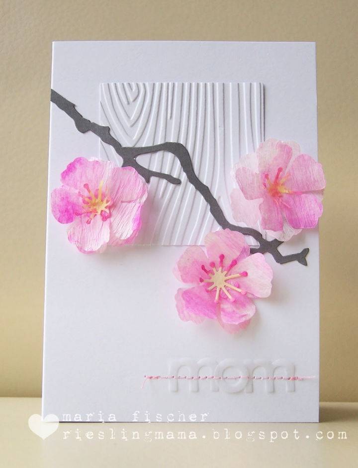 Watercolored Cherry Blossoms Birthday Card