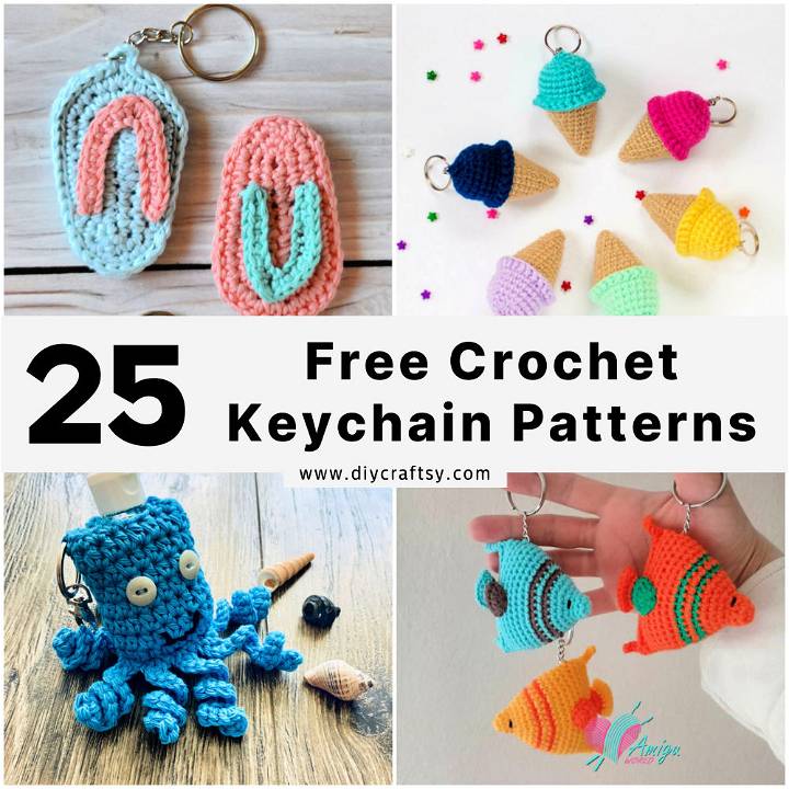 25 Free Crochet Keychain Patterns (Amigurumi Keychains)