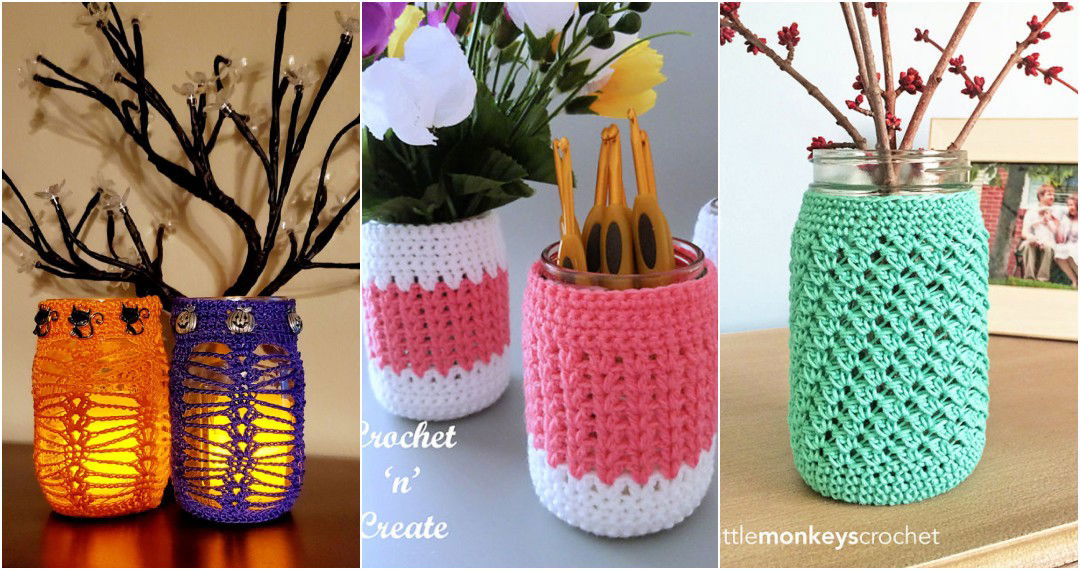15 Free Crochet Jar Cover Patterns (Mason Jar Cozy Pattern)