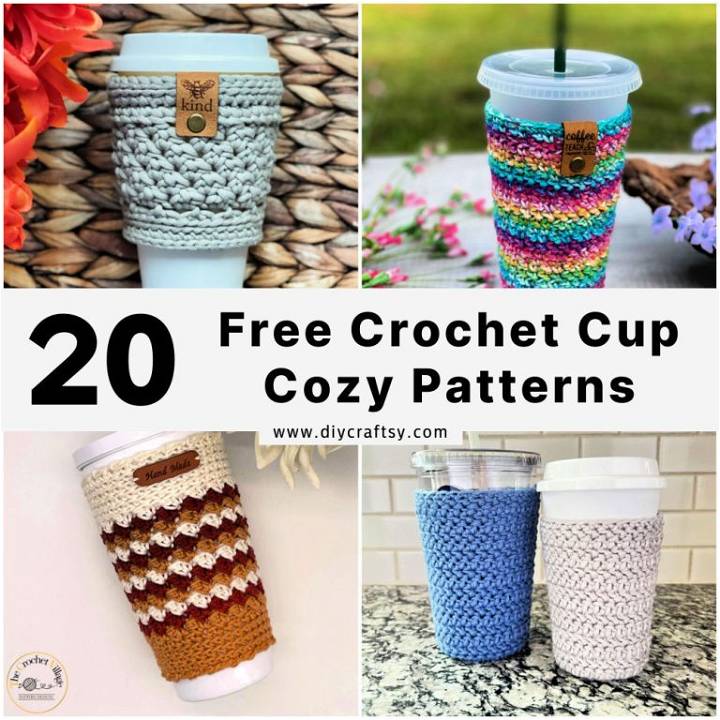 20 Free Crochet Cup Cozy Patterns (Coffee Cozy Pattern PDF)