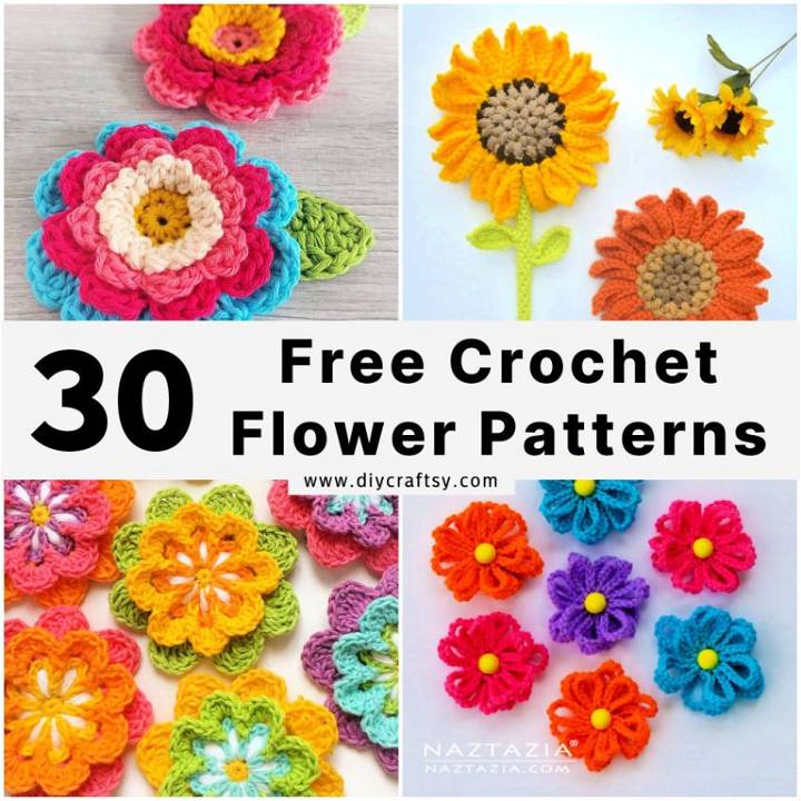 30 Free Crochet Flower Patterns (Step by Step Pattern)