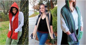 free crochet hooded scarf pattern