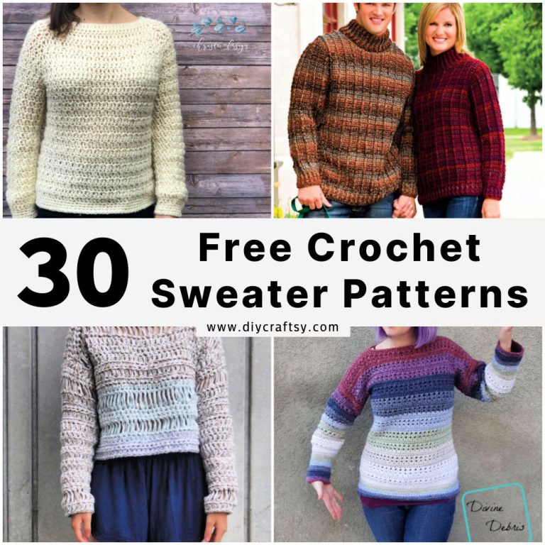 30 Free Crochet Sweater Patterns (Easy PDF Pattern)
