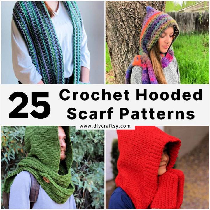 Hooded Scarf Crochet Pattern (25 Free Patterns to Try) - DIY Crafts
