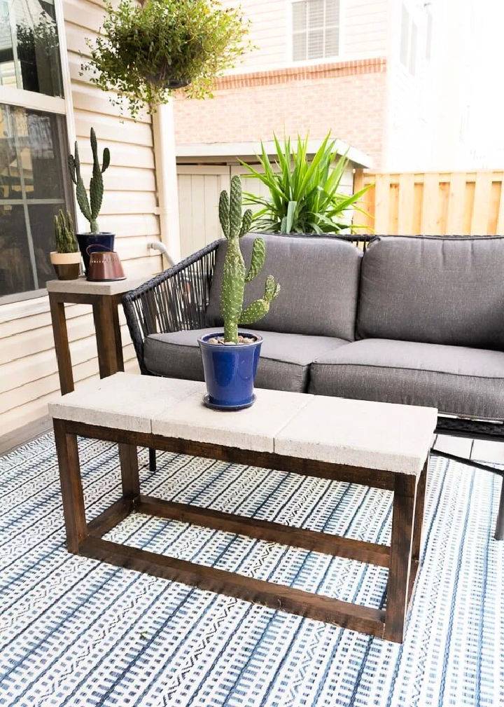 Concrete Outdoor Side Table Made From Pavers