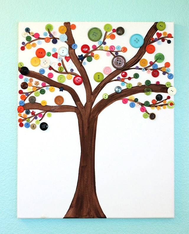 DIY Art Tree With Multi Colored Button