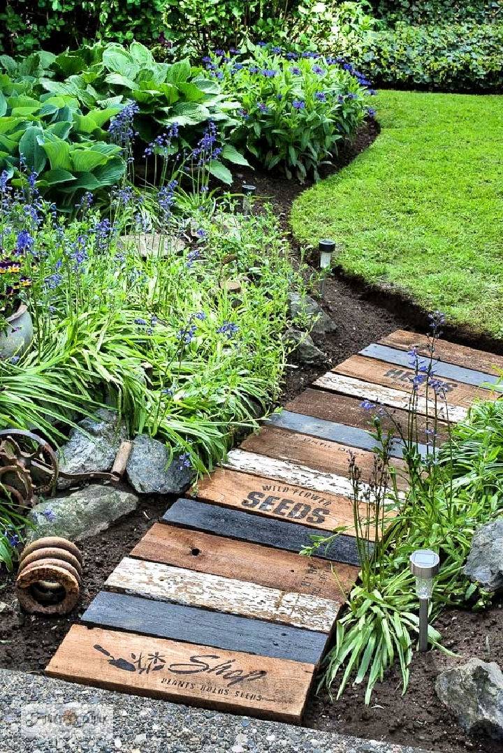 Easy Reclaimed Wood Garden Path