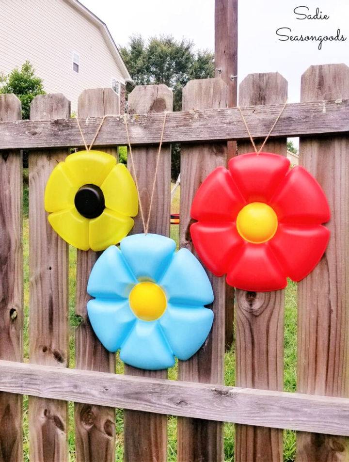 Whimsical Garden Decor From Round Plastic Trays